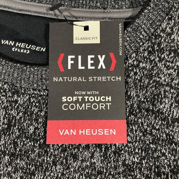 Van Heusen Flex Fleece Sweater Adult XL Classic Fit Heather Black Gray Static - Picture 5 of 15